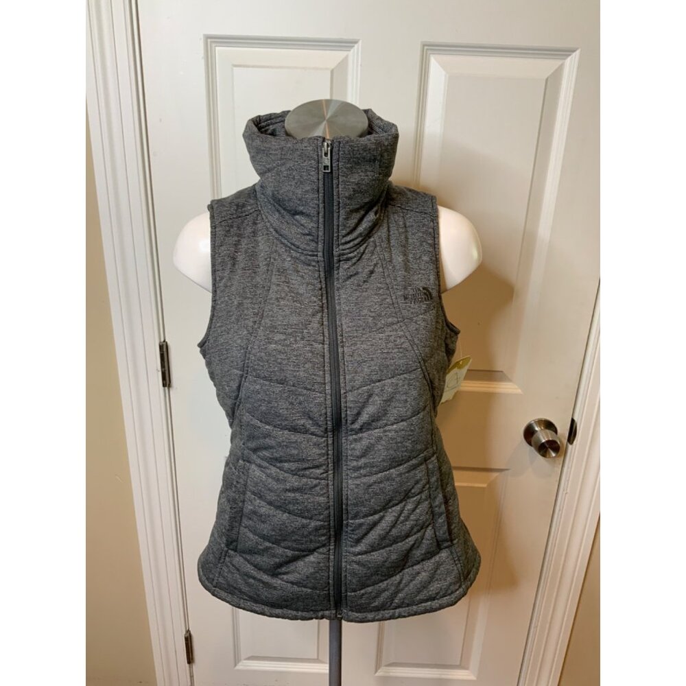 The North Face Gray Heathered Zip-Up Vest W/ Pockets, Size Medium